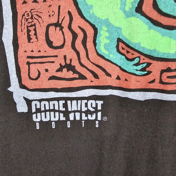 Vintage 1990 Code West Boots Cowboy GECKO Lizard T Shirt XL Single Stitch RARE - Picture 9 of 11